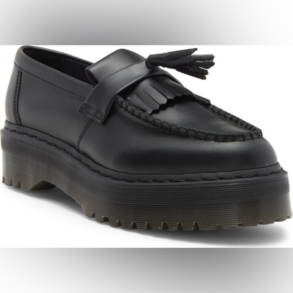 Dr. Martens Black Leather Platform Tassel Loafers